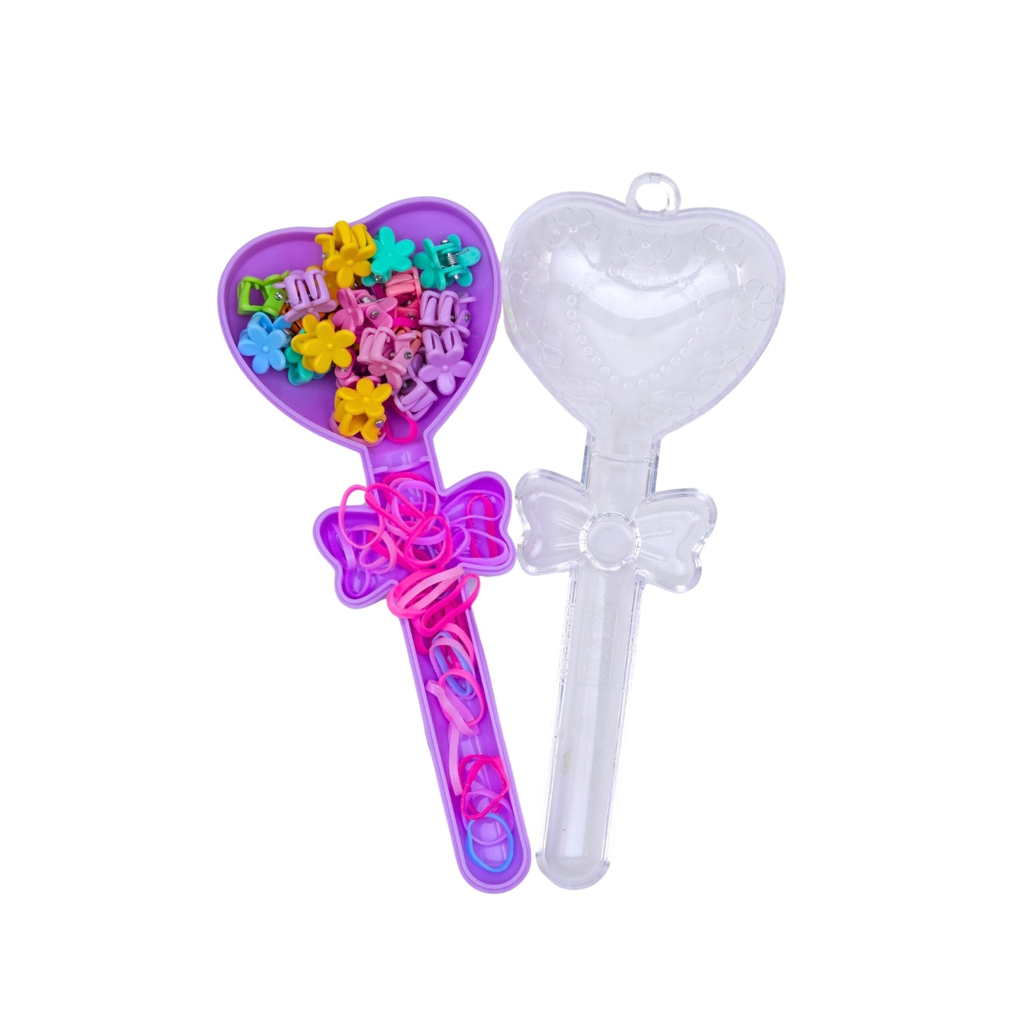 Portable Purple Heart Hair Styling Kit for Girls