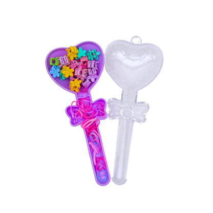 Portable Purple Heart Hair Styling Kit for Girls