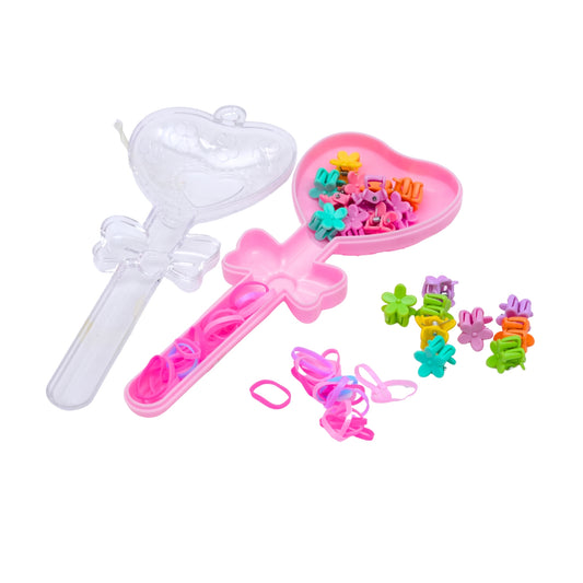 Portable Purple Heart Hair Styling Kit for Girls