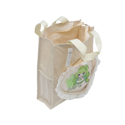 White heart fur at top tote bag for daily use