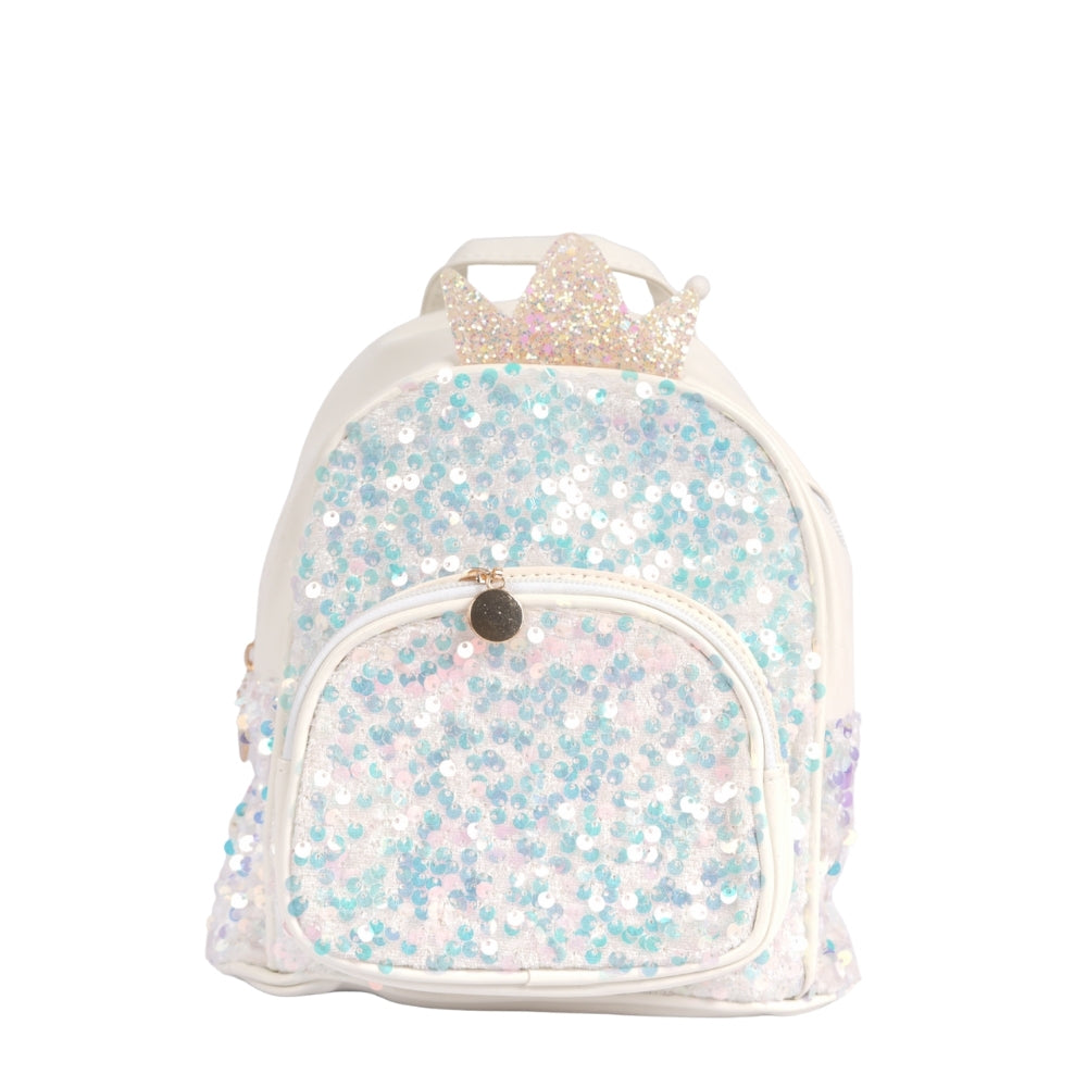 Unicorn Crown Sequin School Backpack for Kids | Glittery Lightweight Bag for Girls