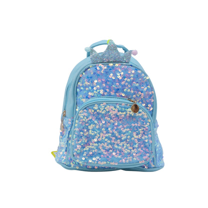 Sky Blue Fancy Bag With Sparkle Designs For Girls