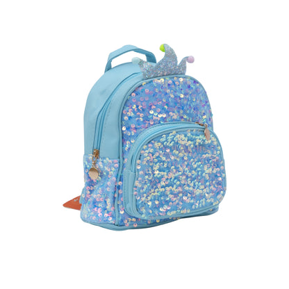 Sky Blue Fancy Bag With Sparkle Designs For Girls