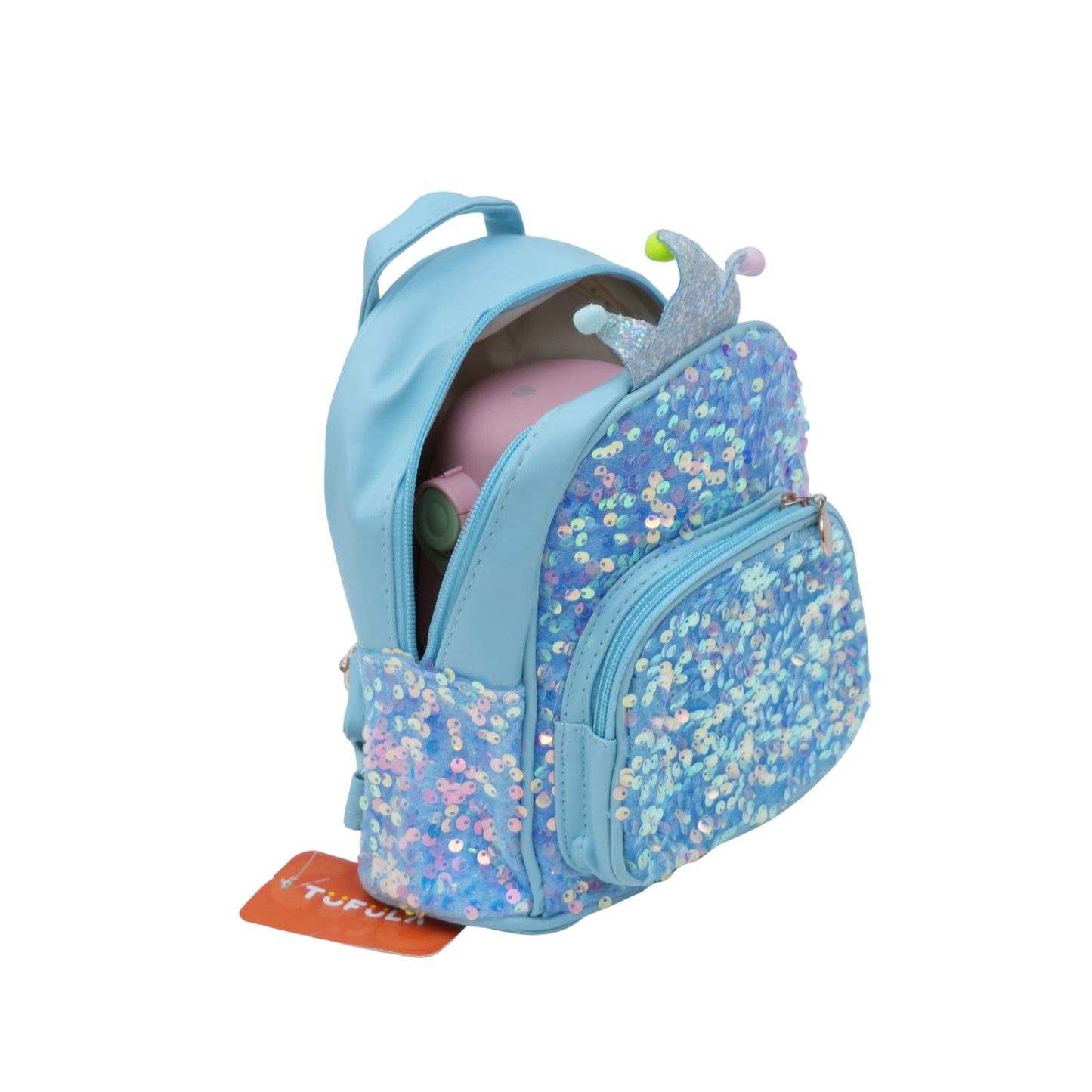 Sky Blue Fancy Bag With Sparkle Designs For Girls
