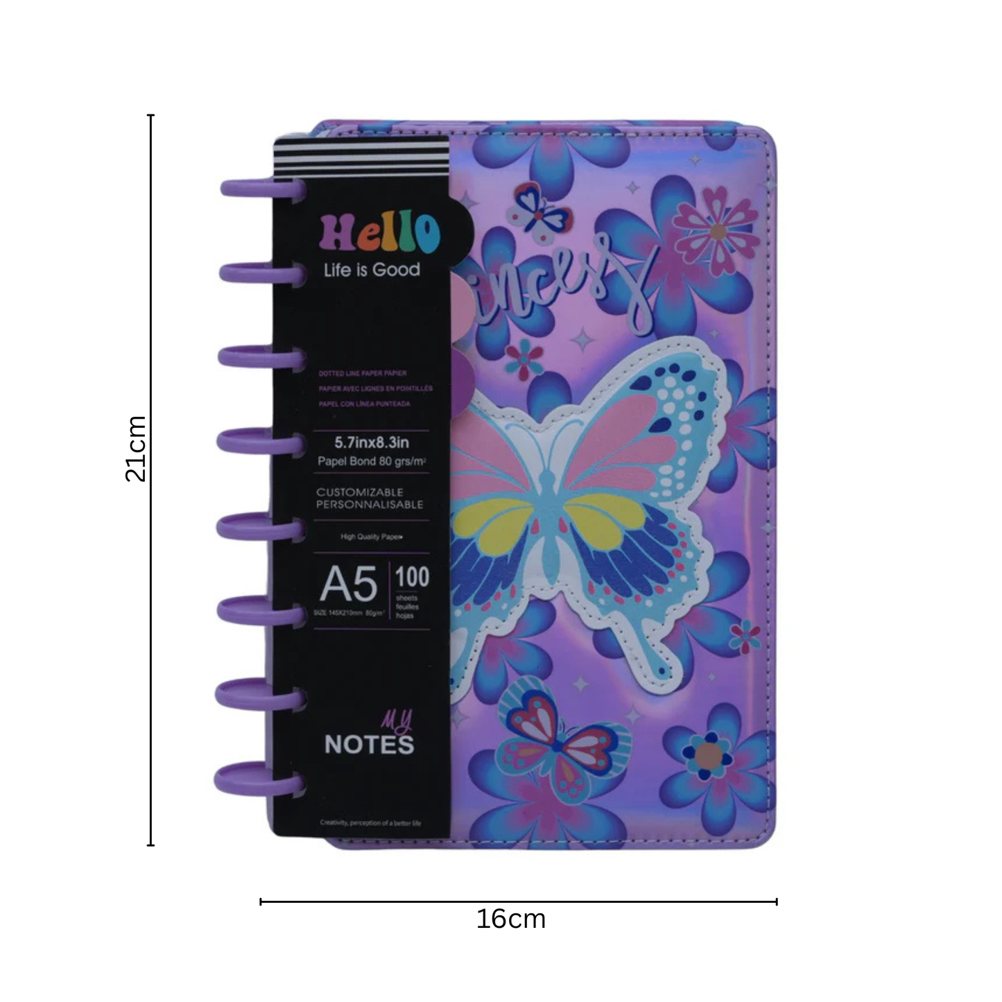 Cute A5 butterfly print diary notebook