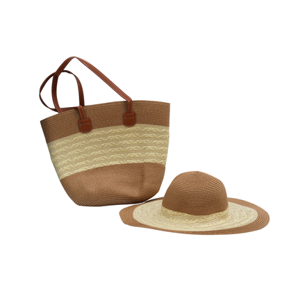 Large-capacity, handwoven handbag & cap