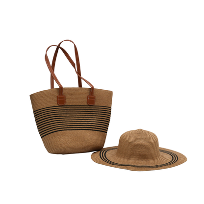 Large-capacity, handwoven handbag & cap