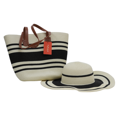 Large-capacity, handwoven handbag & cap