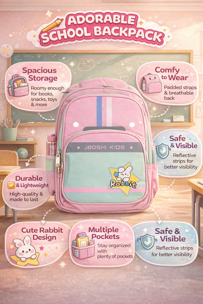 Pink Rabbit School Bag For Kids