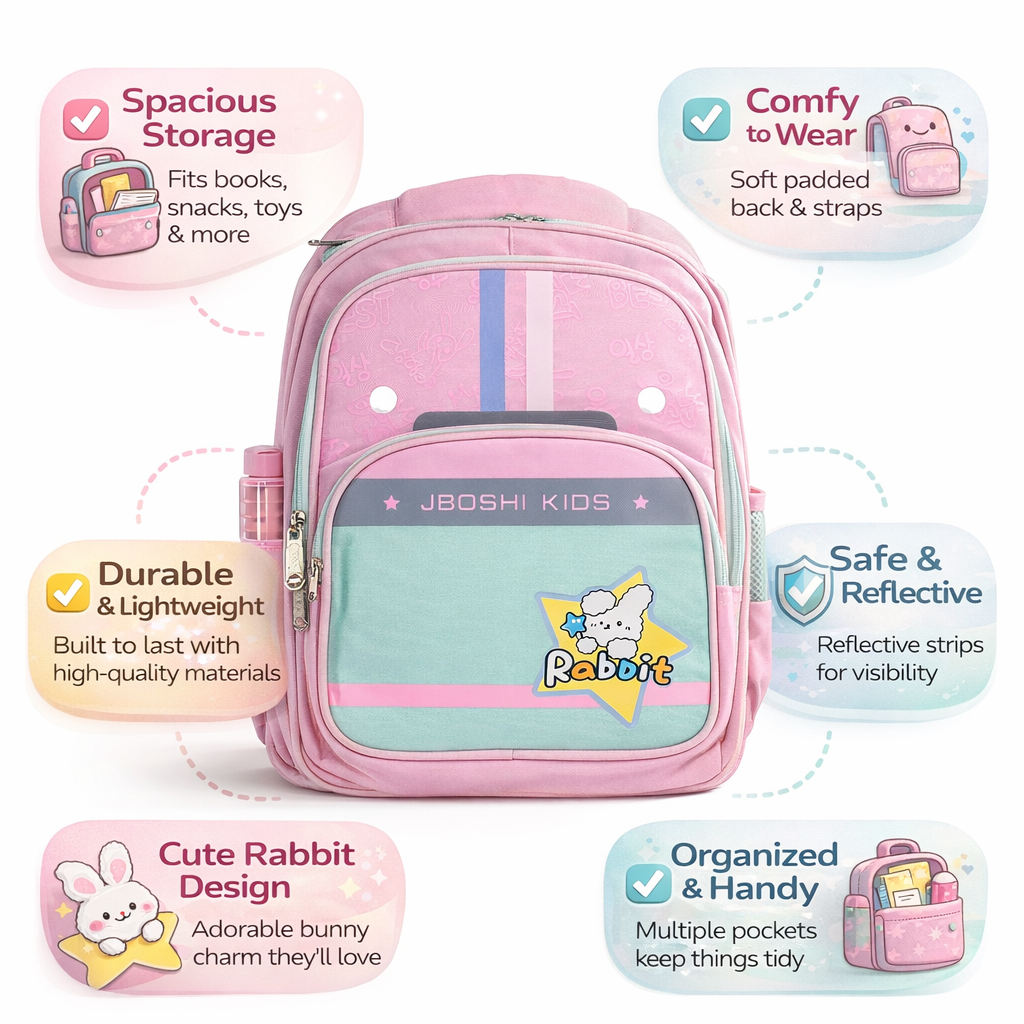 Pink Rabbit School Bag For Kids