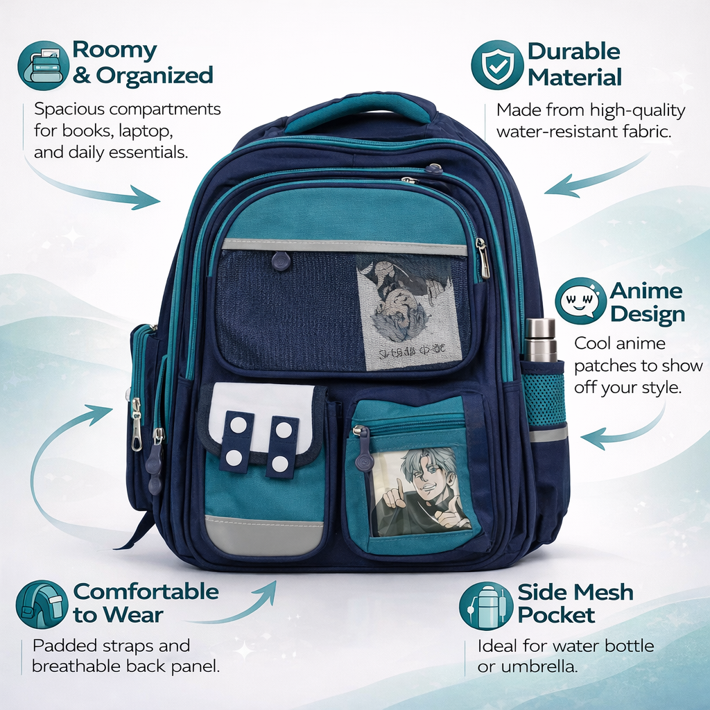 Cathleen Anime Fan Blue School Bag