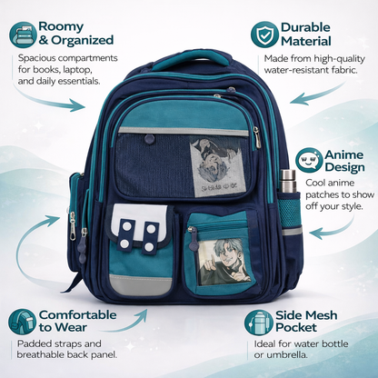 Cathleen Anime Fan Blue School Bag