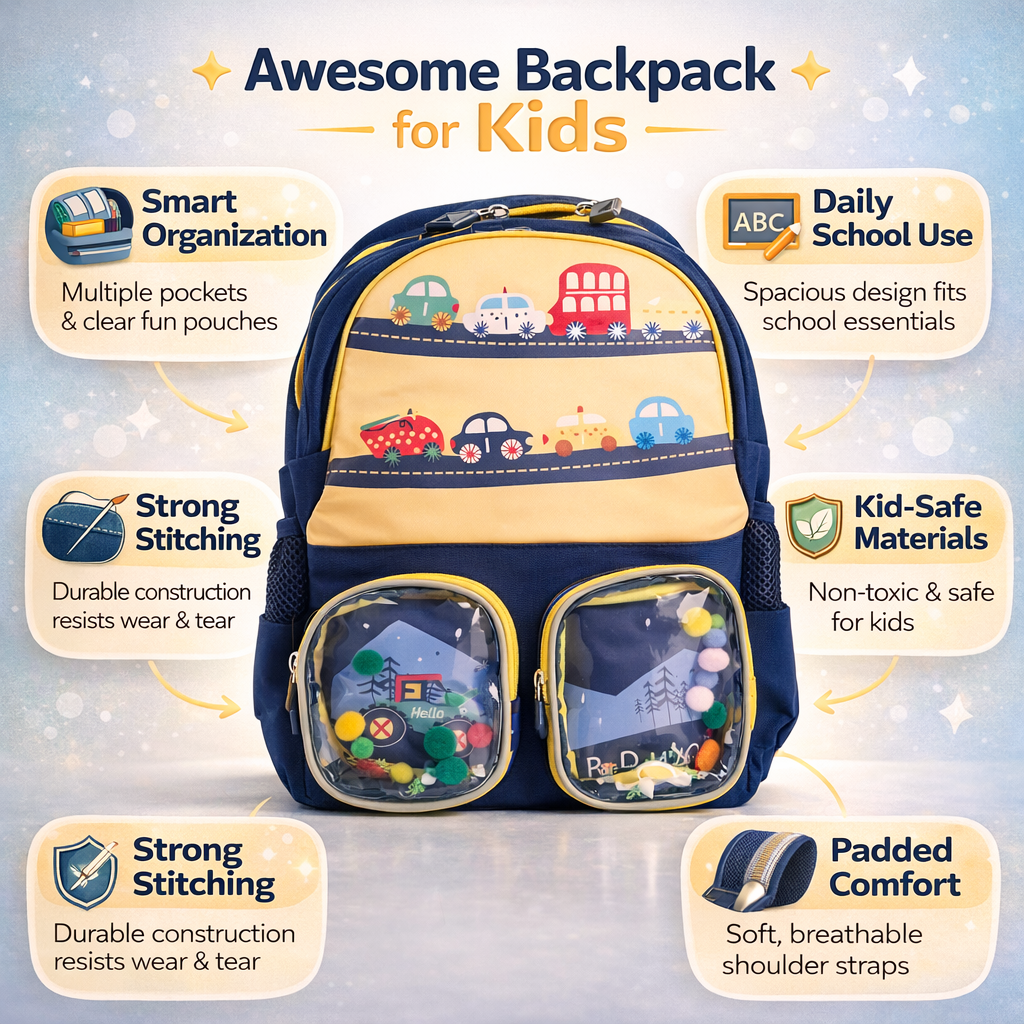Yellow & Black Combination School Bag for Kids