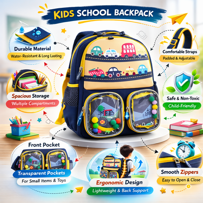 Yellow & Black Combination School Bag for Kids