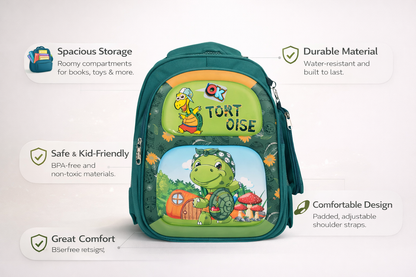 Tortoise Green Color School Bag For Kids