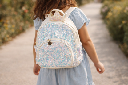 Unicorn Crown Sequin School Backpack for Kids | Glittery Lightweight Bag for Girls