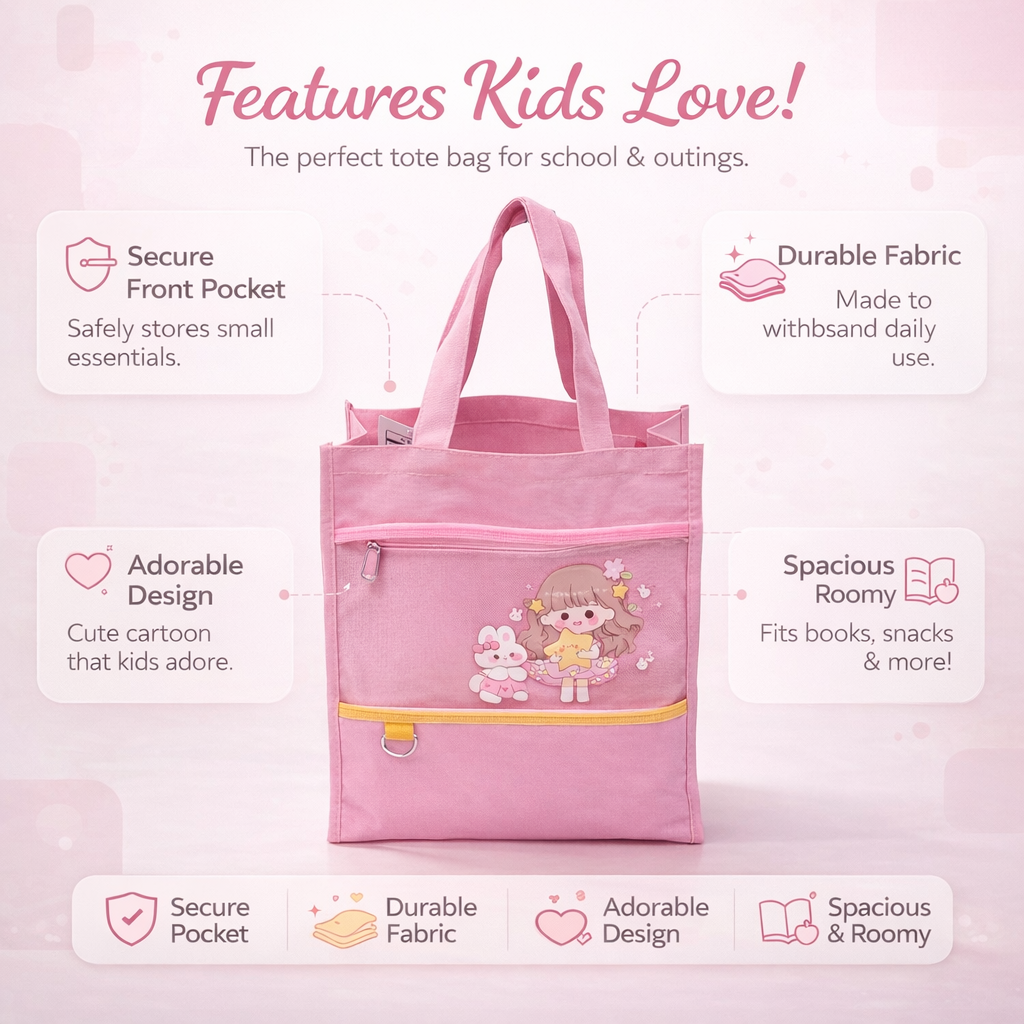 Cute Doll with Rabbit Printed Tote Bag