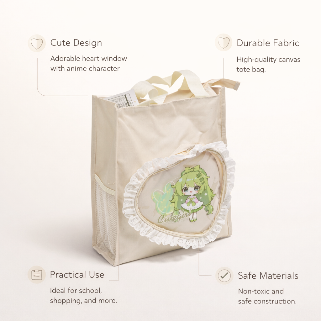 White heart fur at top tote bag for daily use