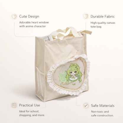 White heart fur at top tote bag for daily use