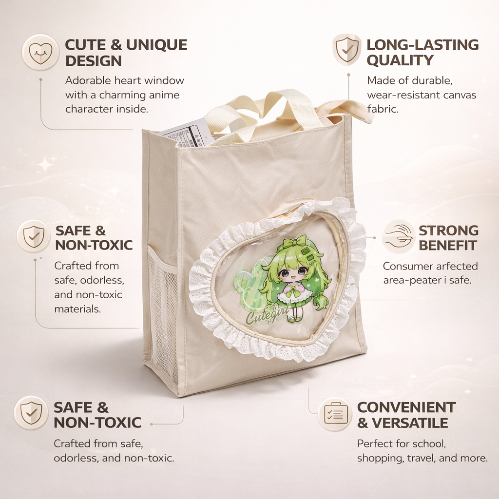 White heart fur at top tote bag for daily use
