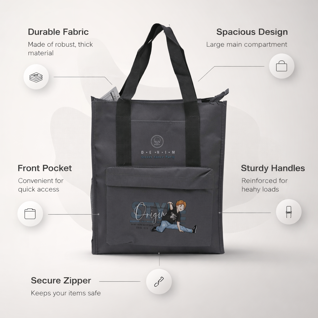 Grey aesthetic tote bag unisex style