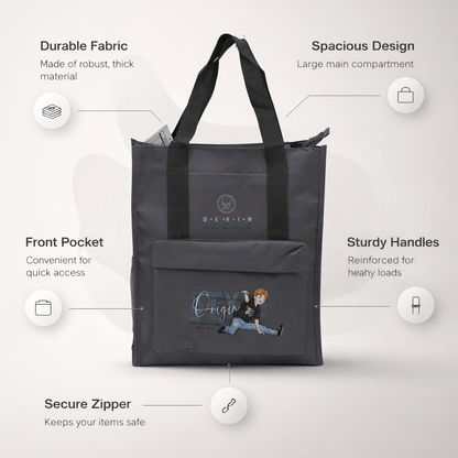 Grey aesthetic tote bag unisex style