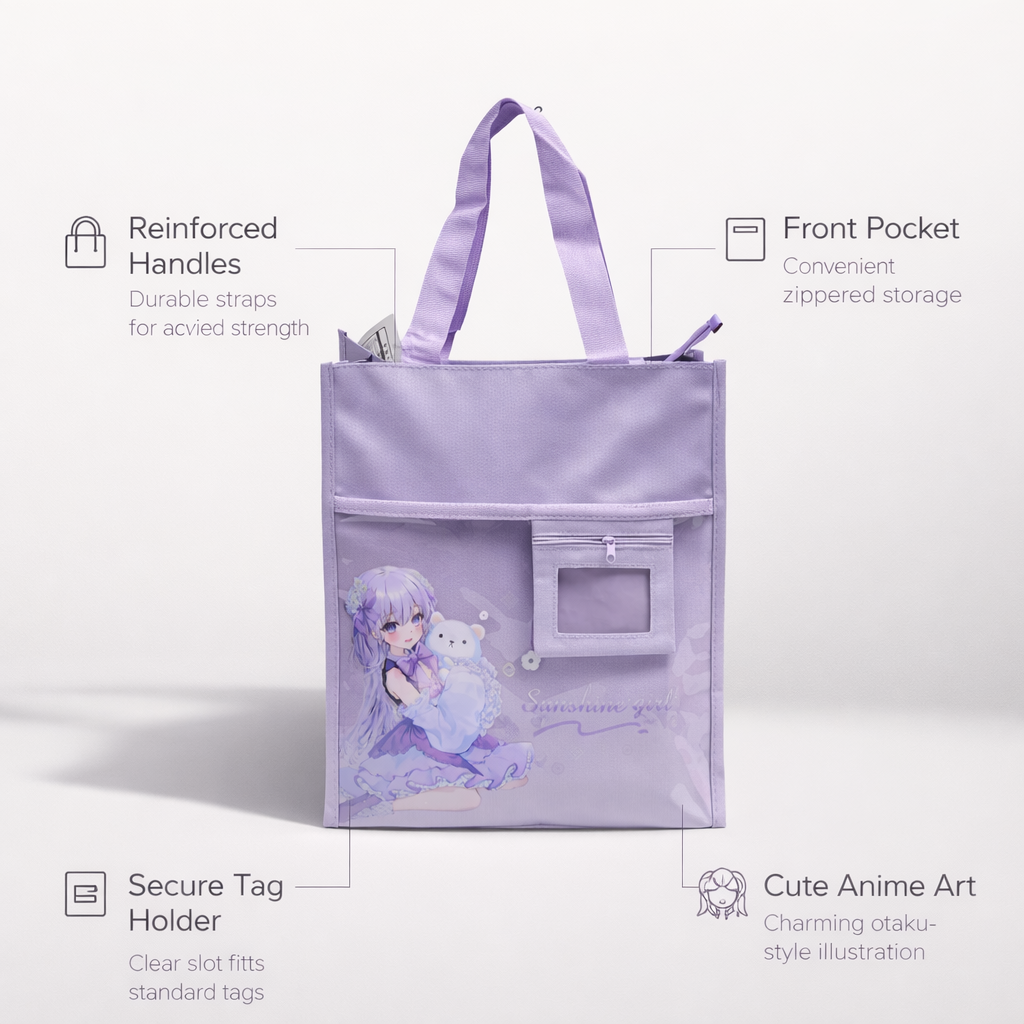 Purple aesthetic tote bag for girls