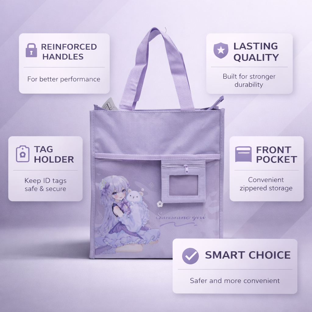 Purple aesthetic tote bag for girls