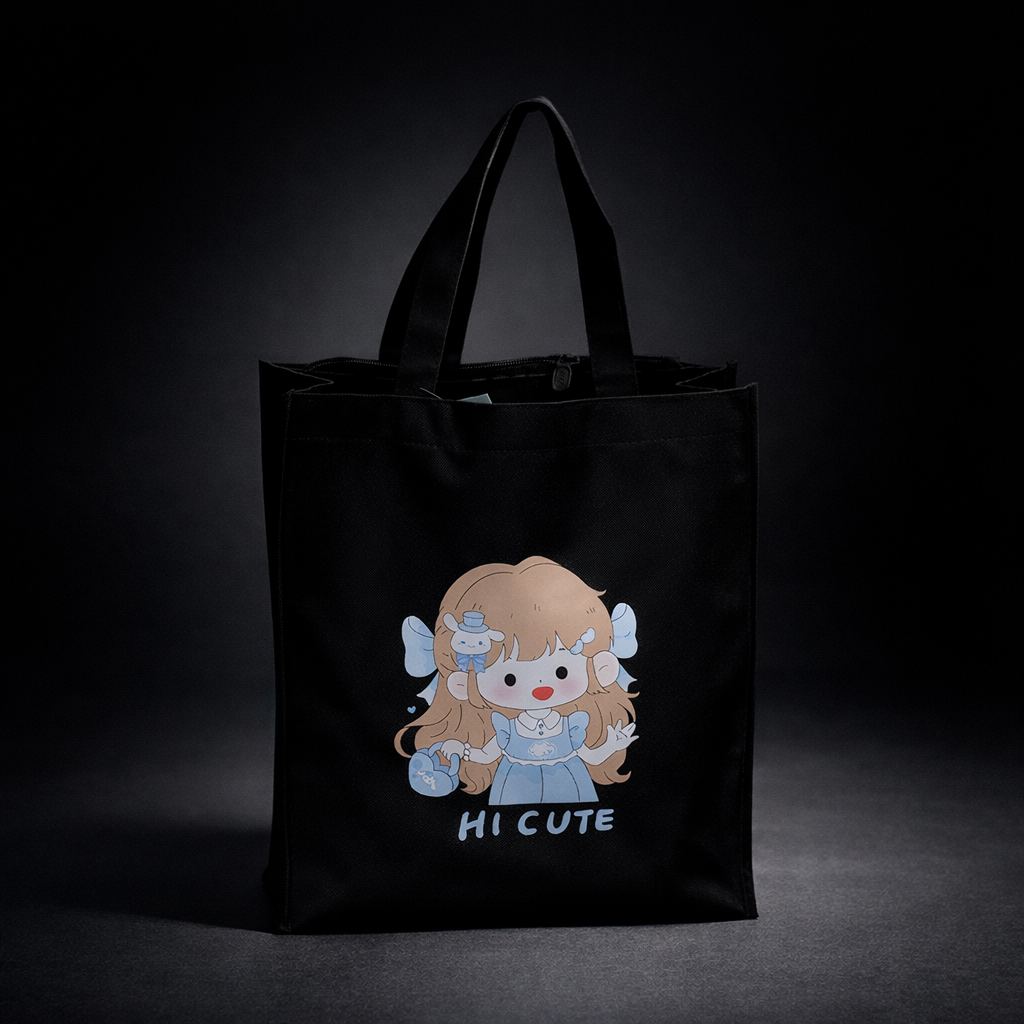Black cute & aesthetic tote bag for girls