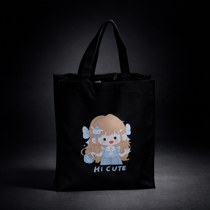 Black cute & aesthetic tote bag for girls