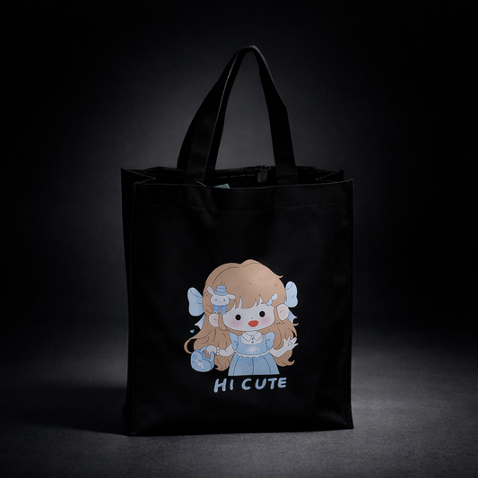 Black cute & aesthetic tote bag for girls