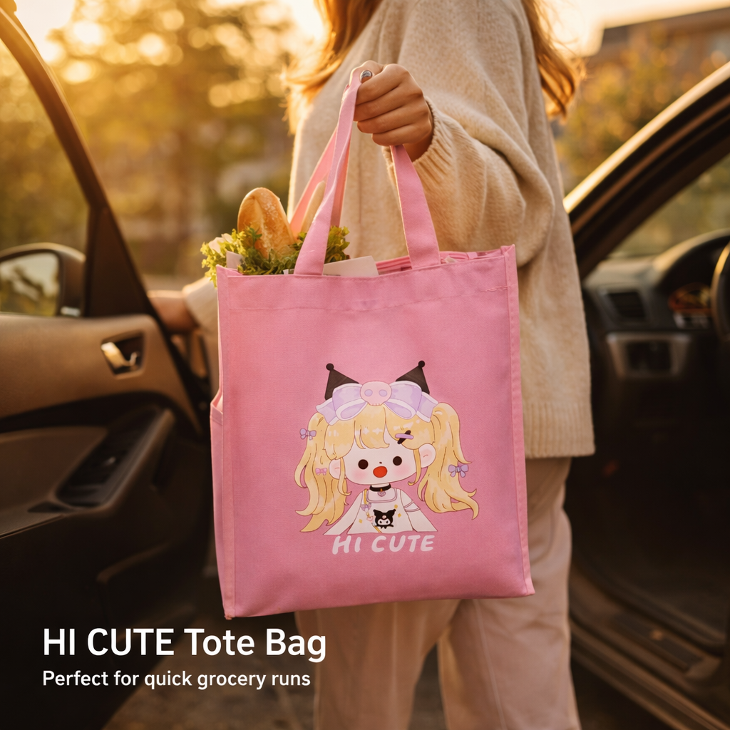 Pink cute & aesthetic tote bag for girls