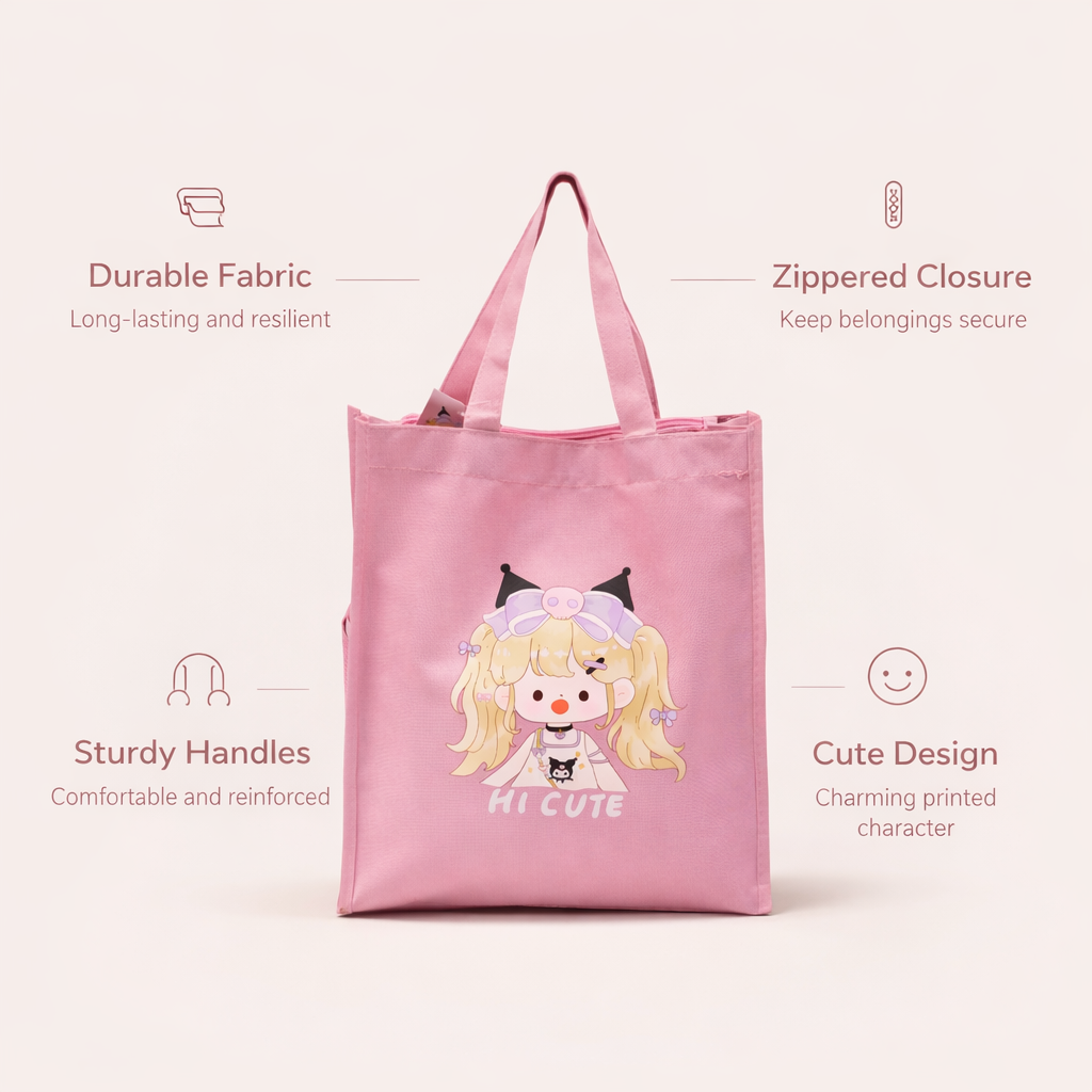 Pink cute & aesthetic tote bag for girls