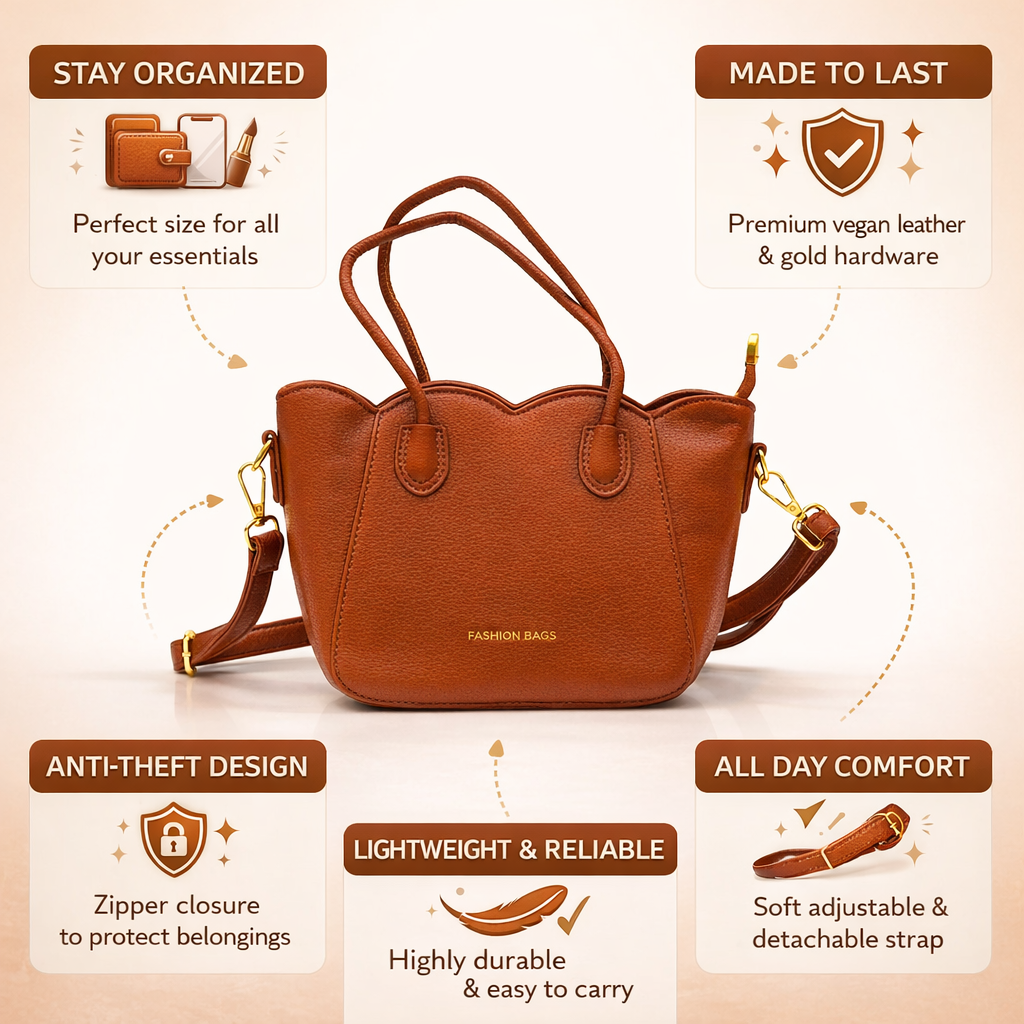 Fashion & Bags Brown Textured Handbag