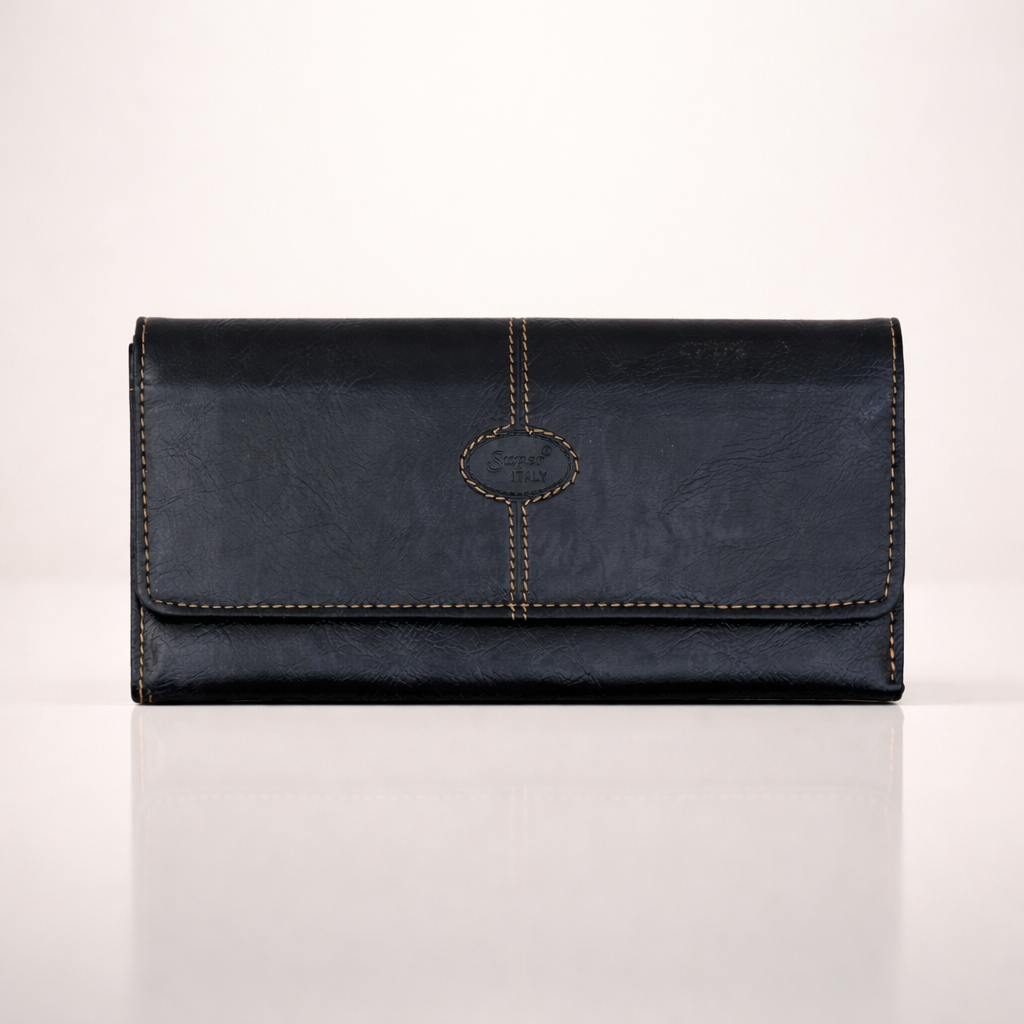 Black leather-style women's wallet/clutch