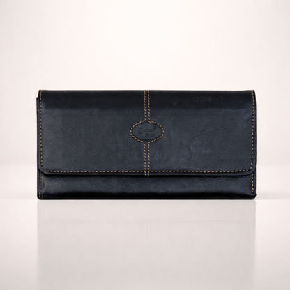 Black leather-style women's wallet/clutch
