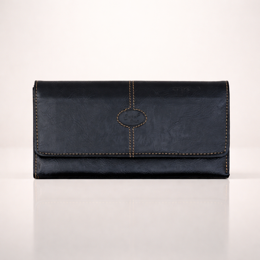 Black leather-style women's wallet/clutch