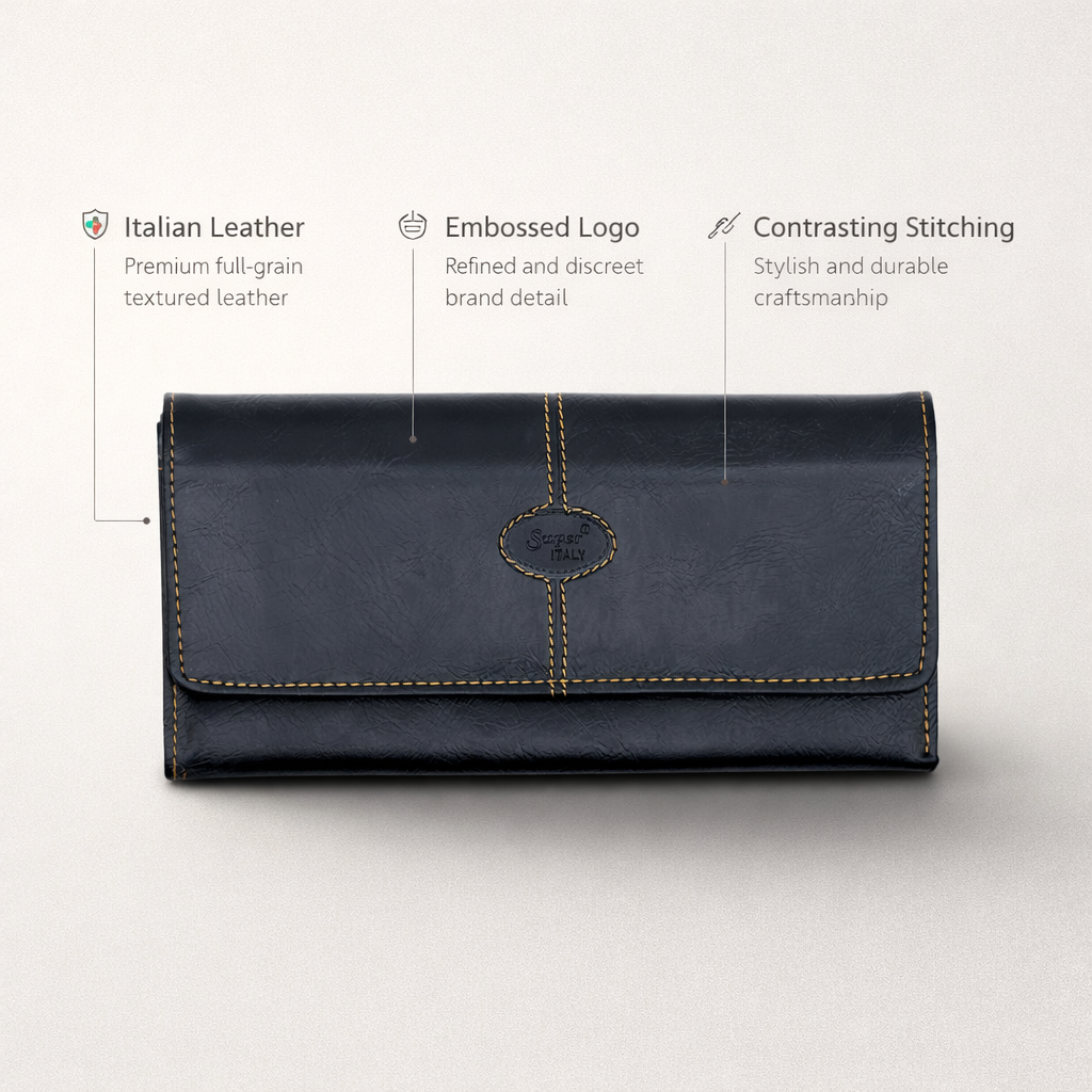 Black leather-style women's wallet/clutch