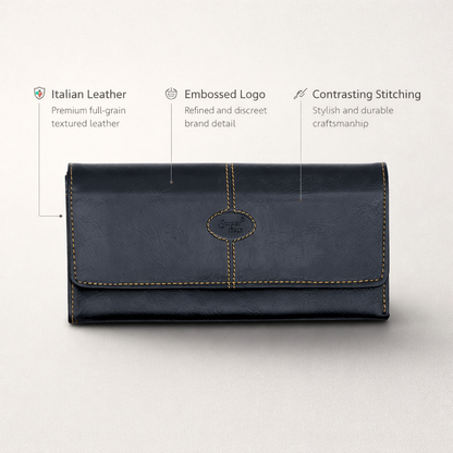 Black leather-style women's wallet/clutch