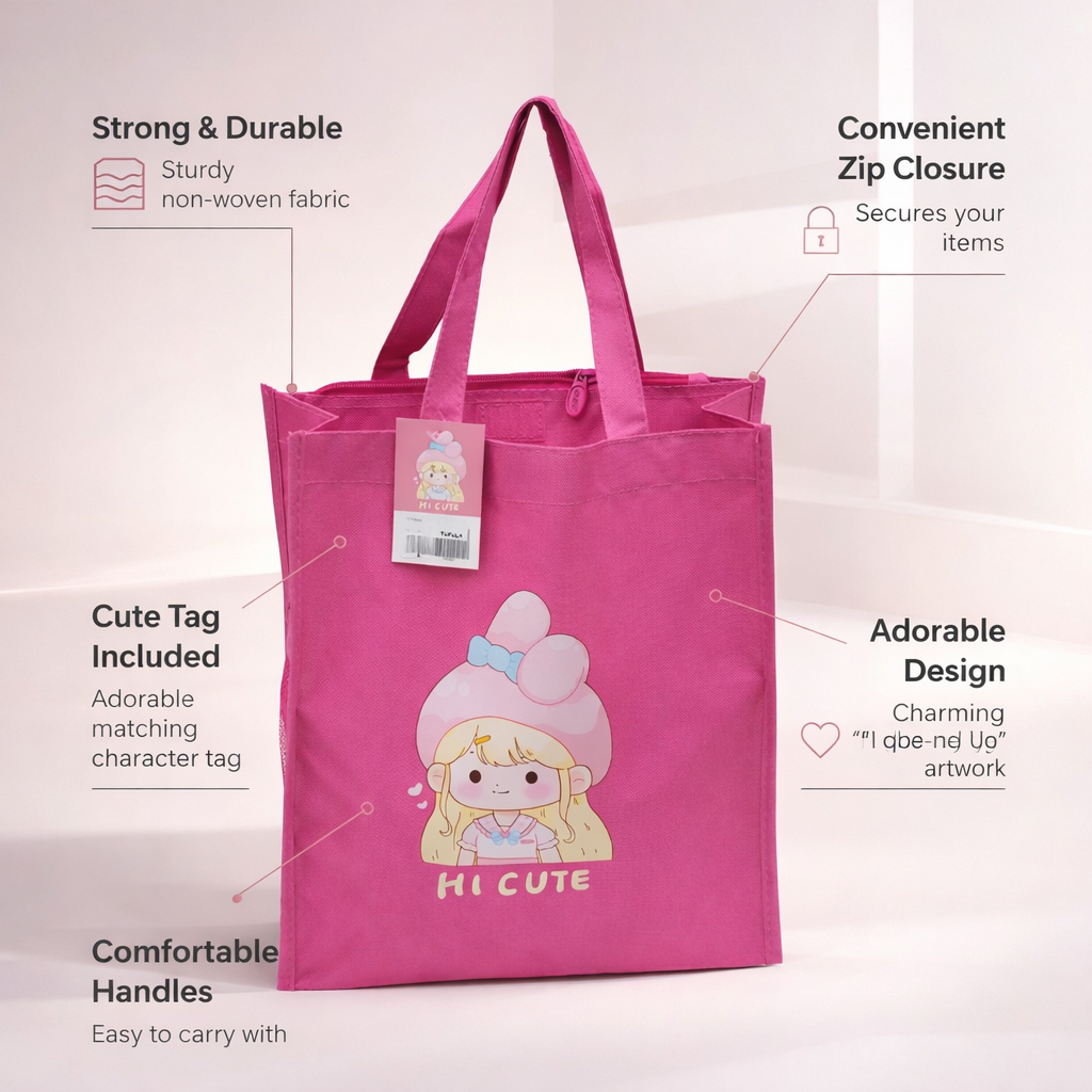 Pink cute & aesthetic tote bag for girls