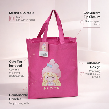 Pink cute & aesthetic tote bag for girls