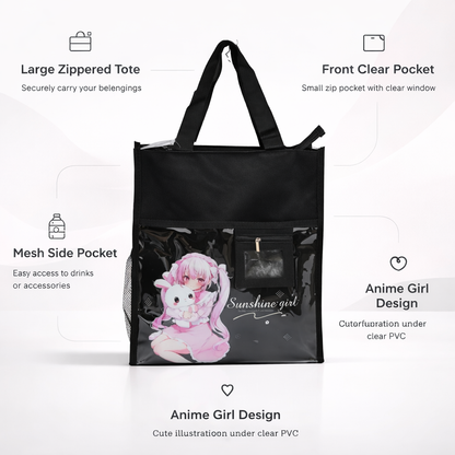Black cute & aesthetic tote bag for girls