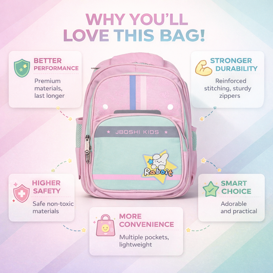Pink Rabbit School Bag For Kids