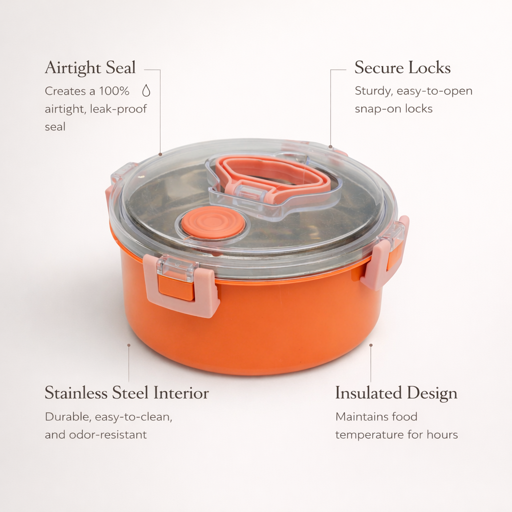 Circular air tight lunch box