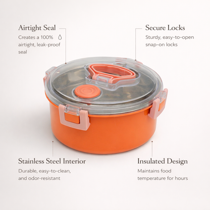 Circular air tight lunch box