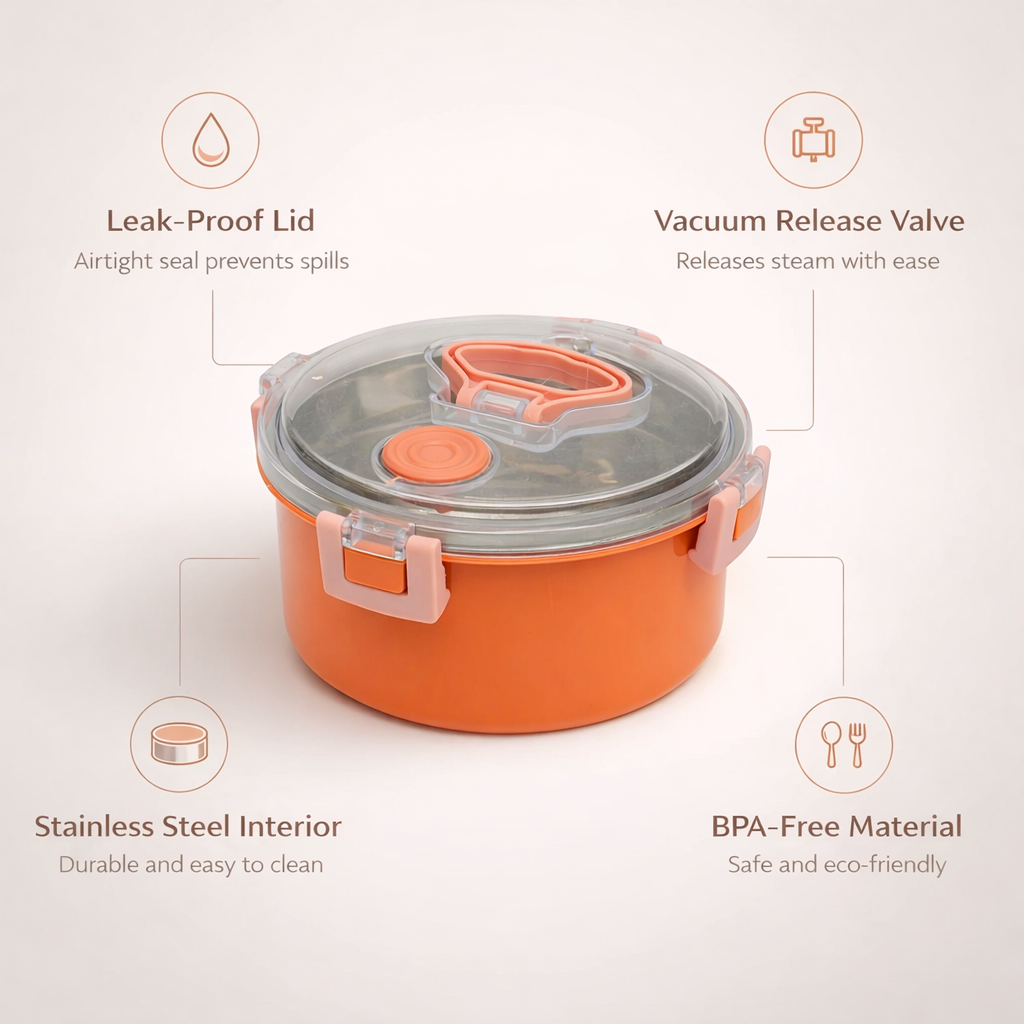Circular air tight lunch box