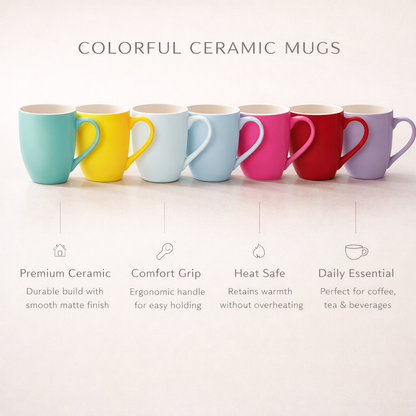 Ceramic Mugs In Solid Pastel Colors