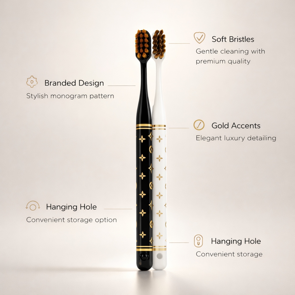 Premium Black & White Toothbrush Combo Set of 2