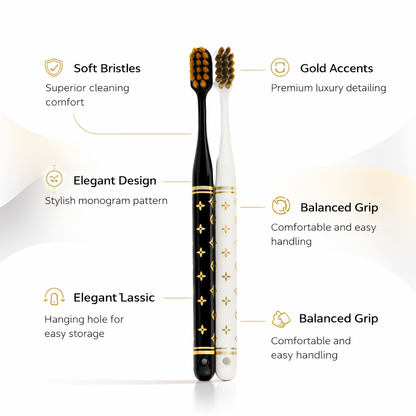 Premium Black & White Toothbrush Combo Set of 2