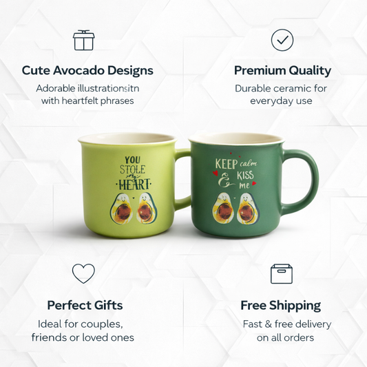 Couple avocado bone india coffee cup